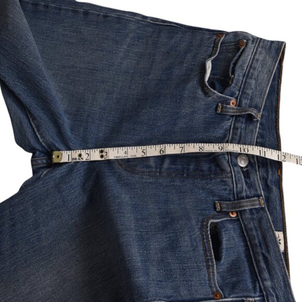 Levi’s White Oak Cone Denim Wedgie Jeans Dark Blue Raw Hem Size 29 - Picture 11 of 12
